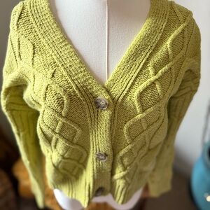 Pink Republic Lime Cable Knit Cardigan